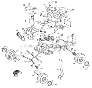 Page A Diagram and Parts List for 75548-9993  Power Wheels Ride-On Cars